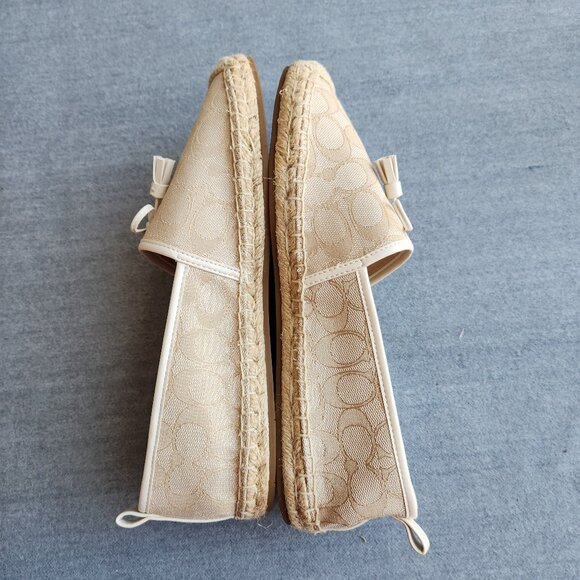 EUC Coach Carson Espadrille Signature Jacquard Slip-On Flat Jute-Foot Bed Beige - Picture 7 of 13